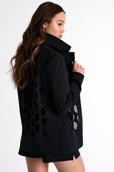 Structured Cut-Out Blazer - Black