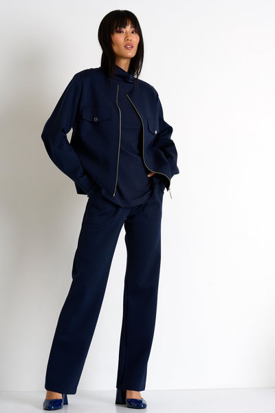 Elegant Belted Pants - Navy