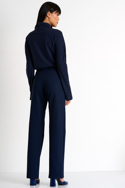 Elegant Belted Pants - Navy