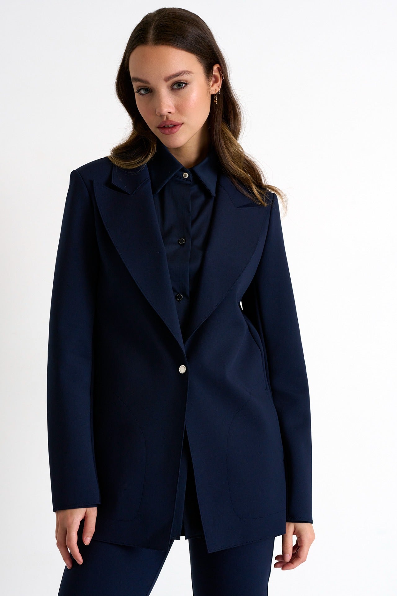 Classic Long Blazer - Navy