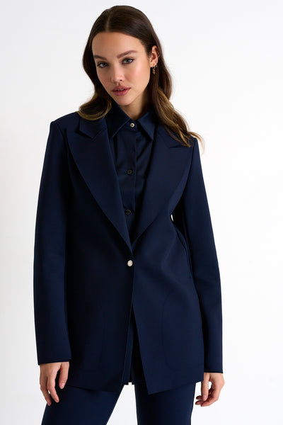 Classic Long Blazer - Navy