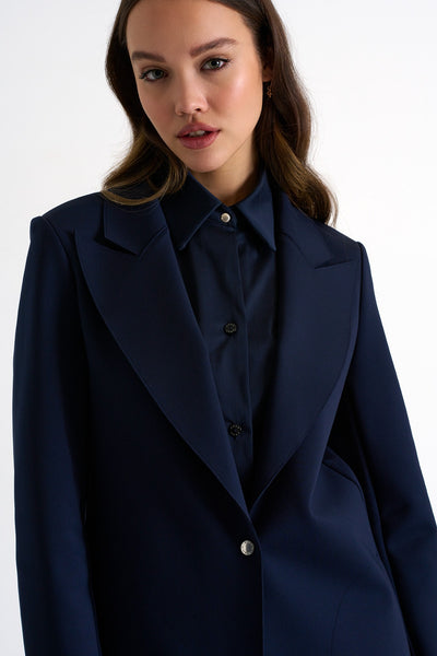 Classic Long Blazer - Navy