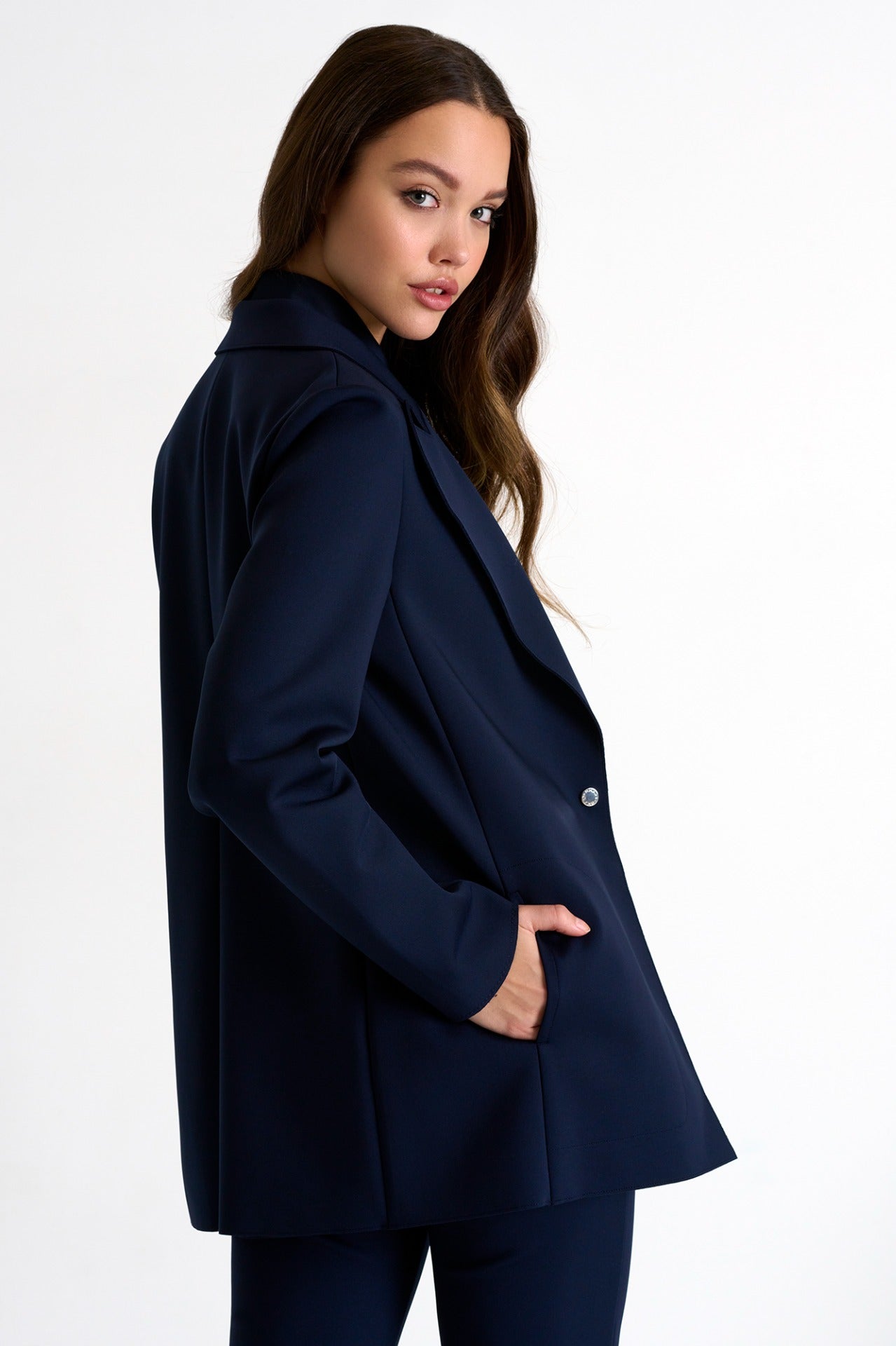 Classic Long Blazer - Navy