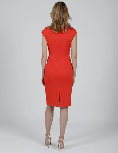 Liquid Suiting Dress in Coral