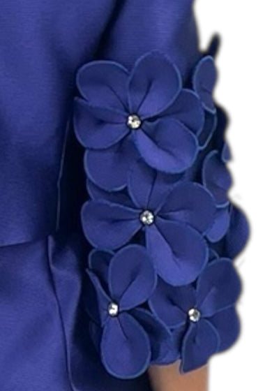 3D Floral appliqué jacket and dress set in Amethyst