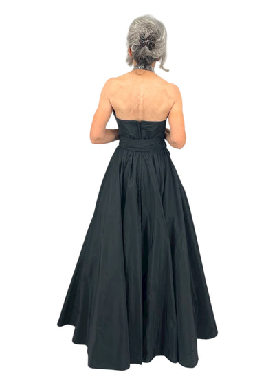 T-Neck Gown with Crystal Neck in Black