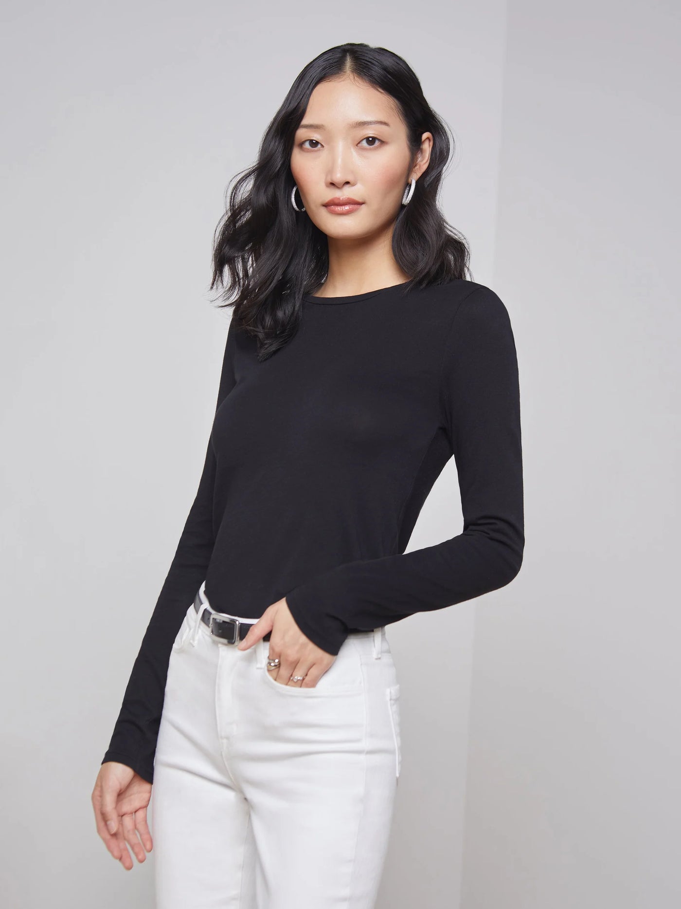 Tess Long Sleeve Tee in Black