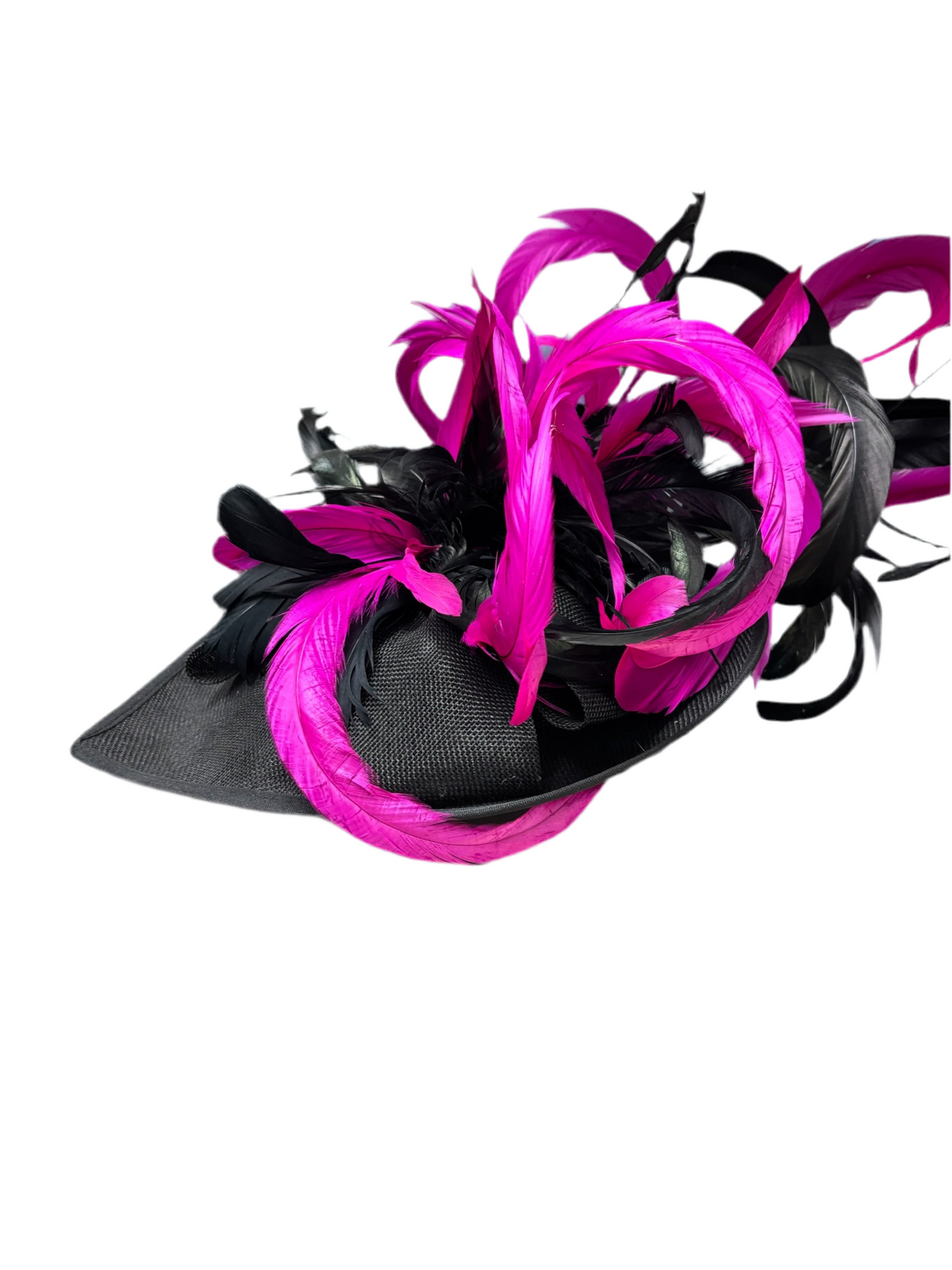 Tall black Fascinator with Pink Feathers