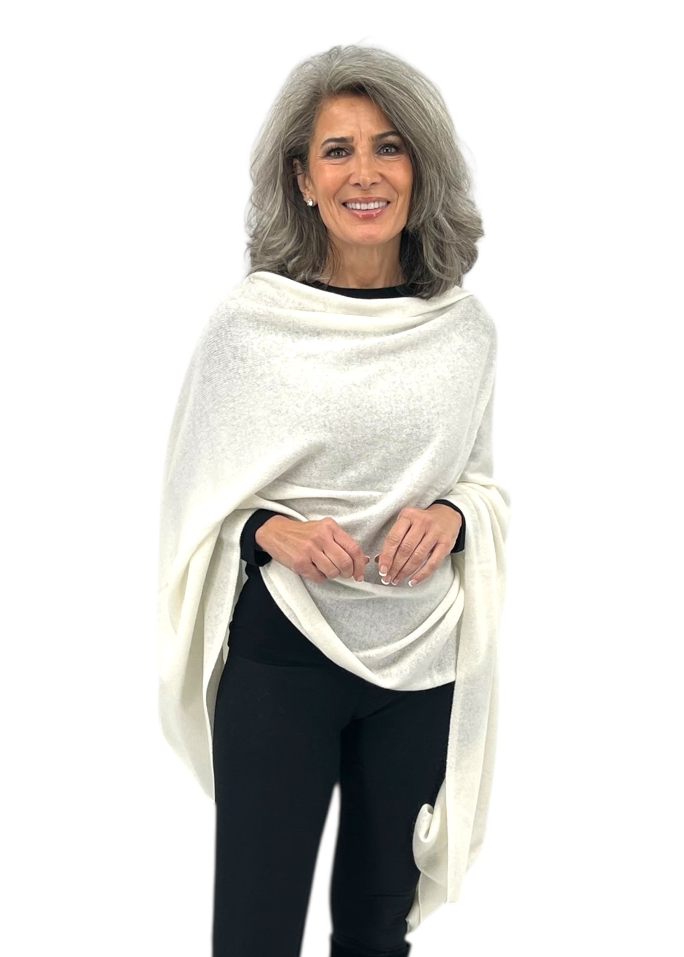 Cashmere Shawl Wrap in Whisper White