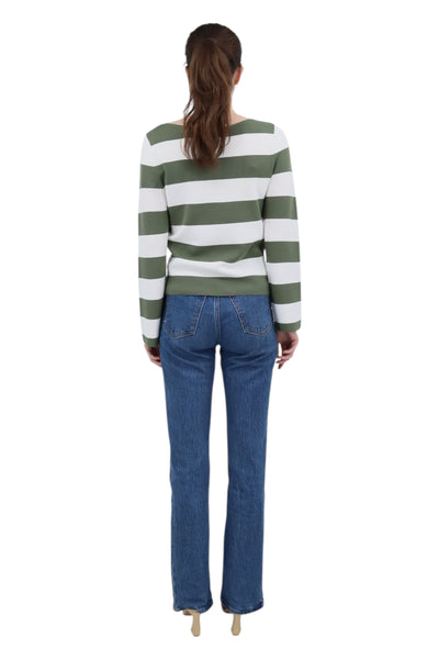 Pullover Top in Green/White