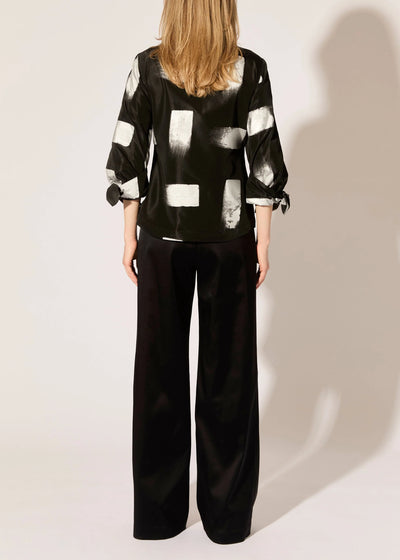 Stretch Satin Stovepipe Pants in Black
