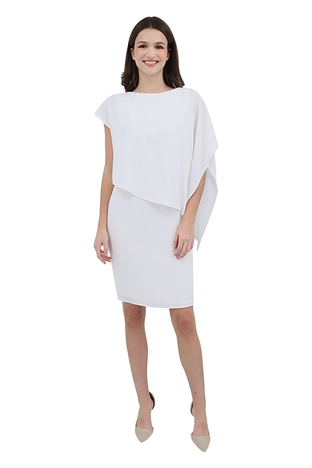 Matte Crepe Poncho Dress in White – Carl Meyers