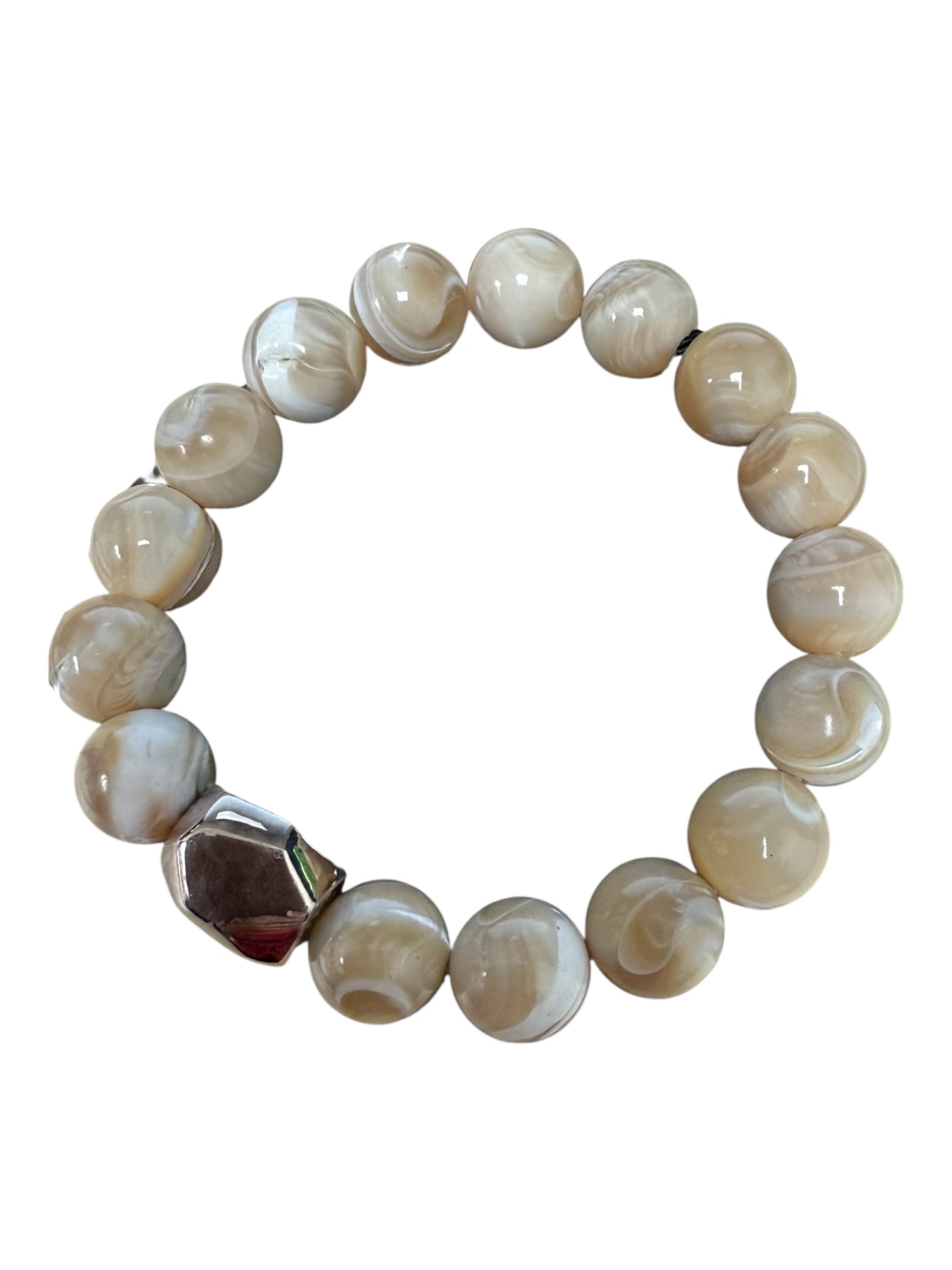 Stretch Round Silver Hemtite Bracelet