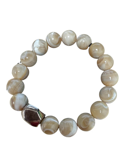 Stretch Round Silver Hemtite Bracelet