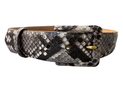 Python Belt with Covered Buckle in Natural Diamond
