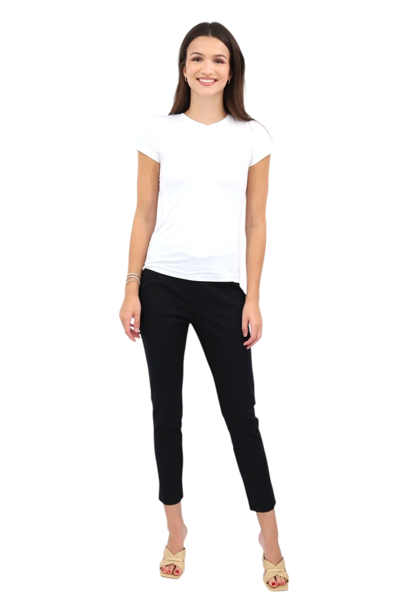 Back Slit Ankle Pant in Black (Seashell)