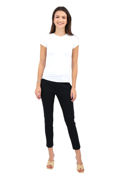 Back Slit Ankle Pant in Black (Seashell)