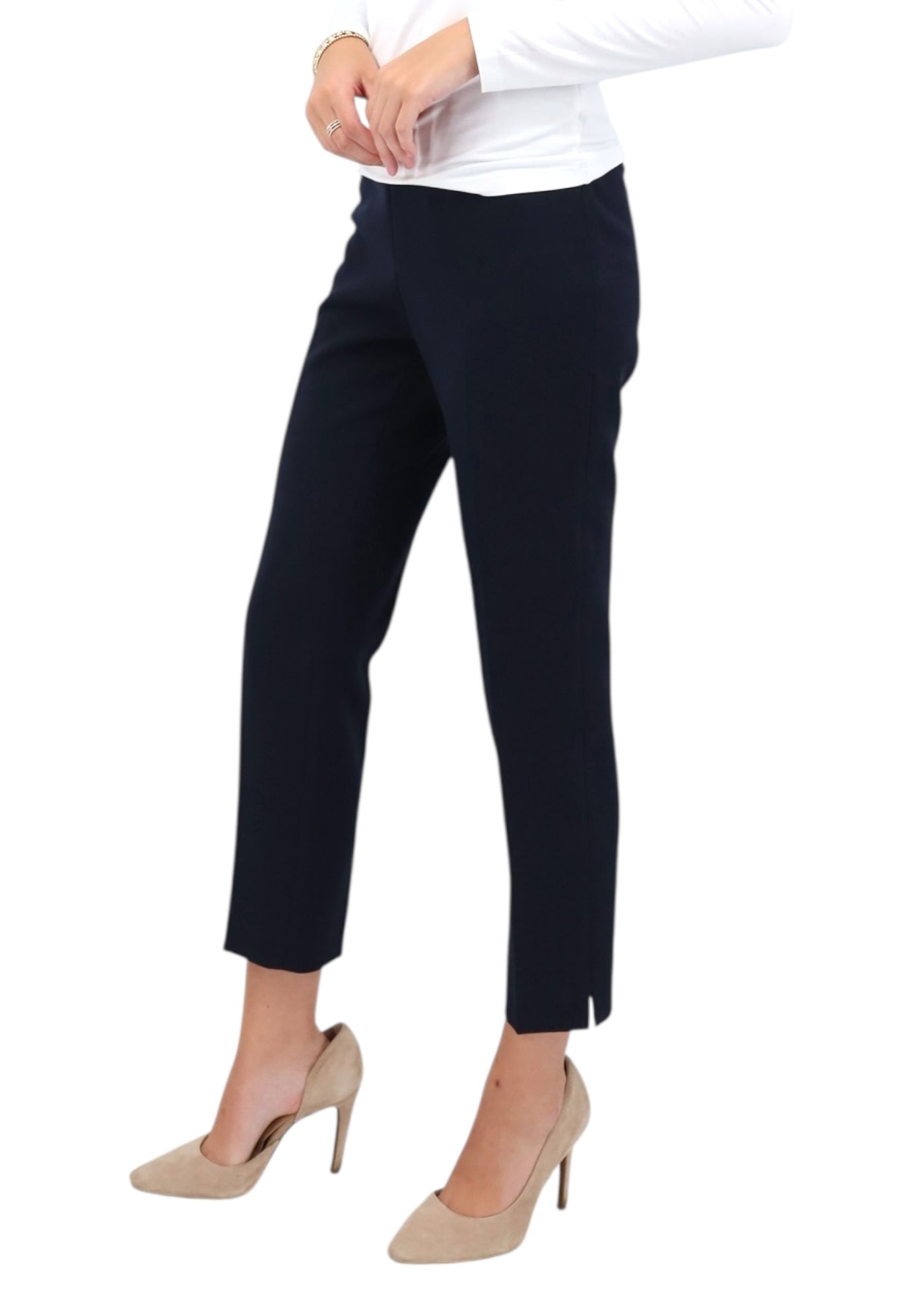 Double Technical Fabric Cigarette Trousers in Navy