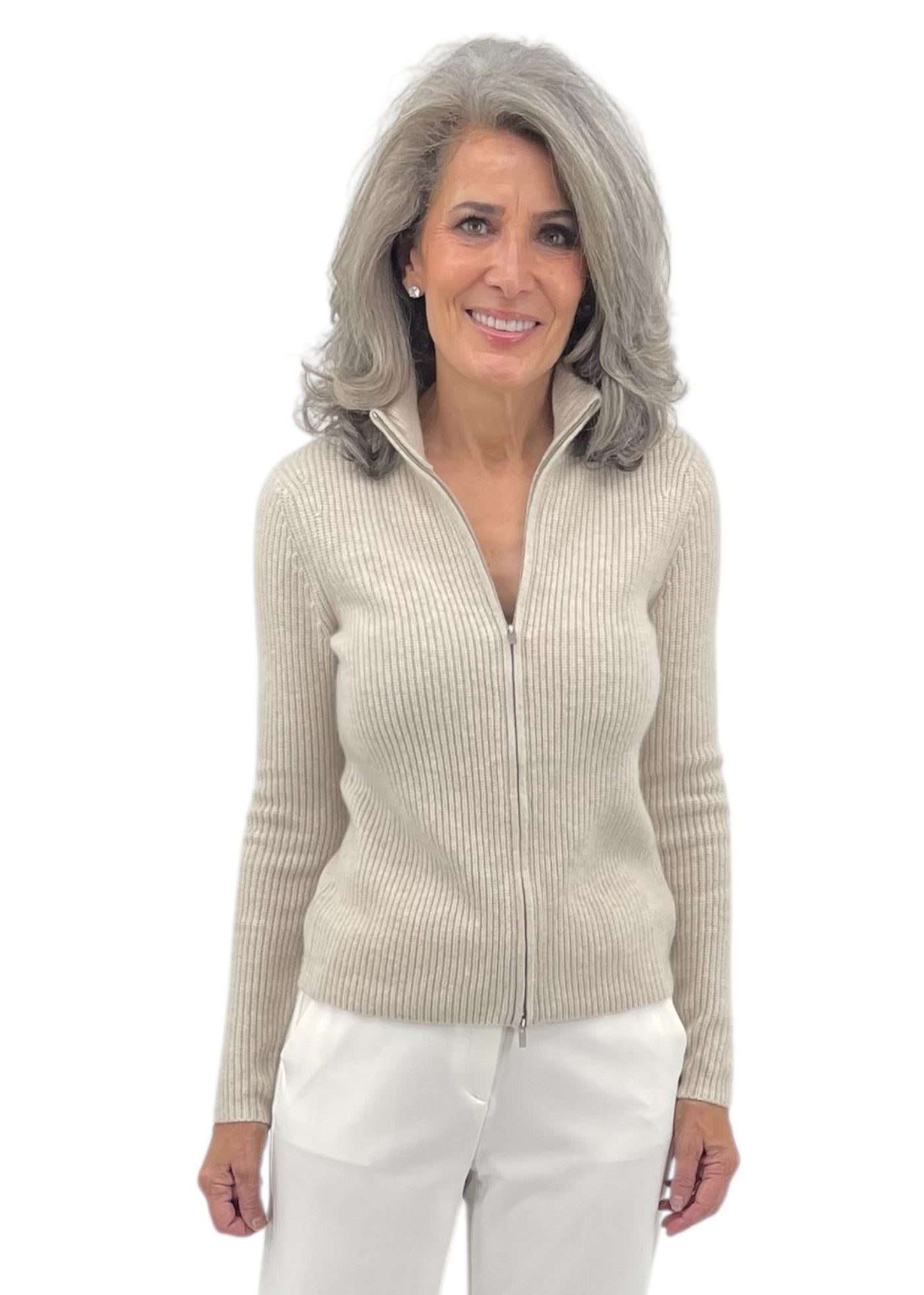Full Zip Cardigan in Shortbread