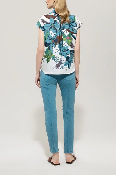 High-Stretch Skinny Denim in Turquoise