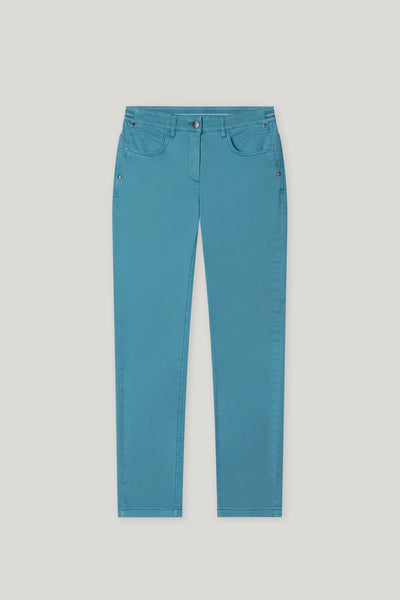 High-Stretch Skinny Denim in Turquoise