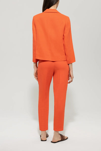 Linen Blend Tailored Pants in Hibiscus