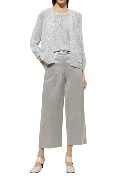 Satin Straight-Leg Pants in Gray