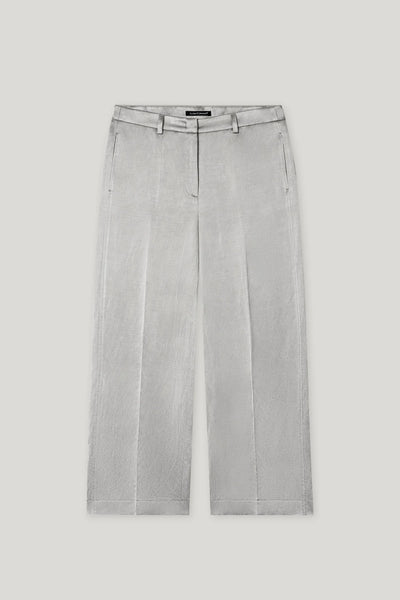 Satin Straight-Leg Pants in Gray