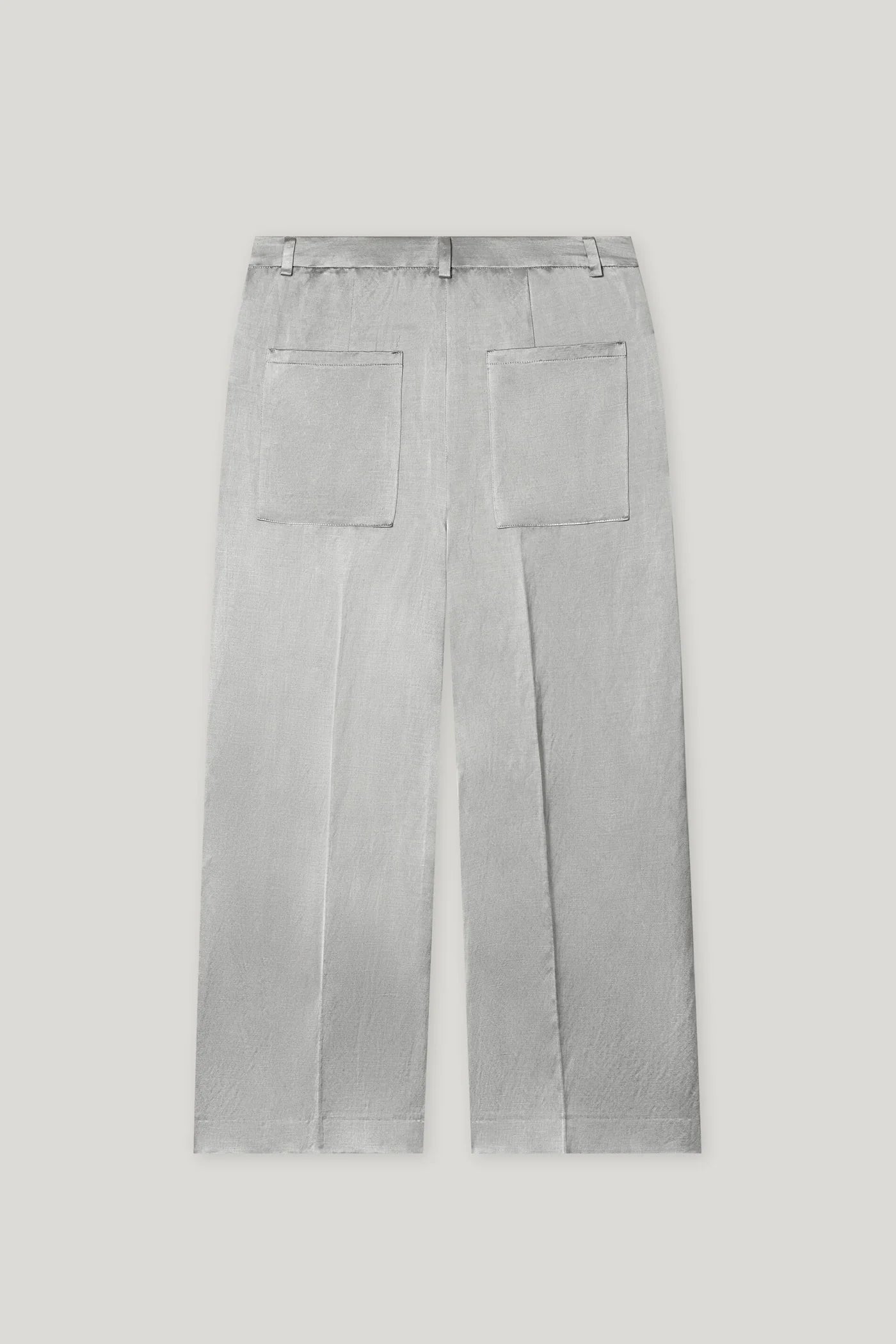 Satin Straight-Leg Pants in Gray