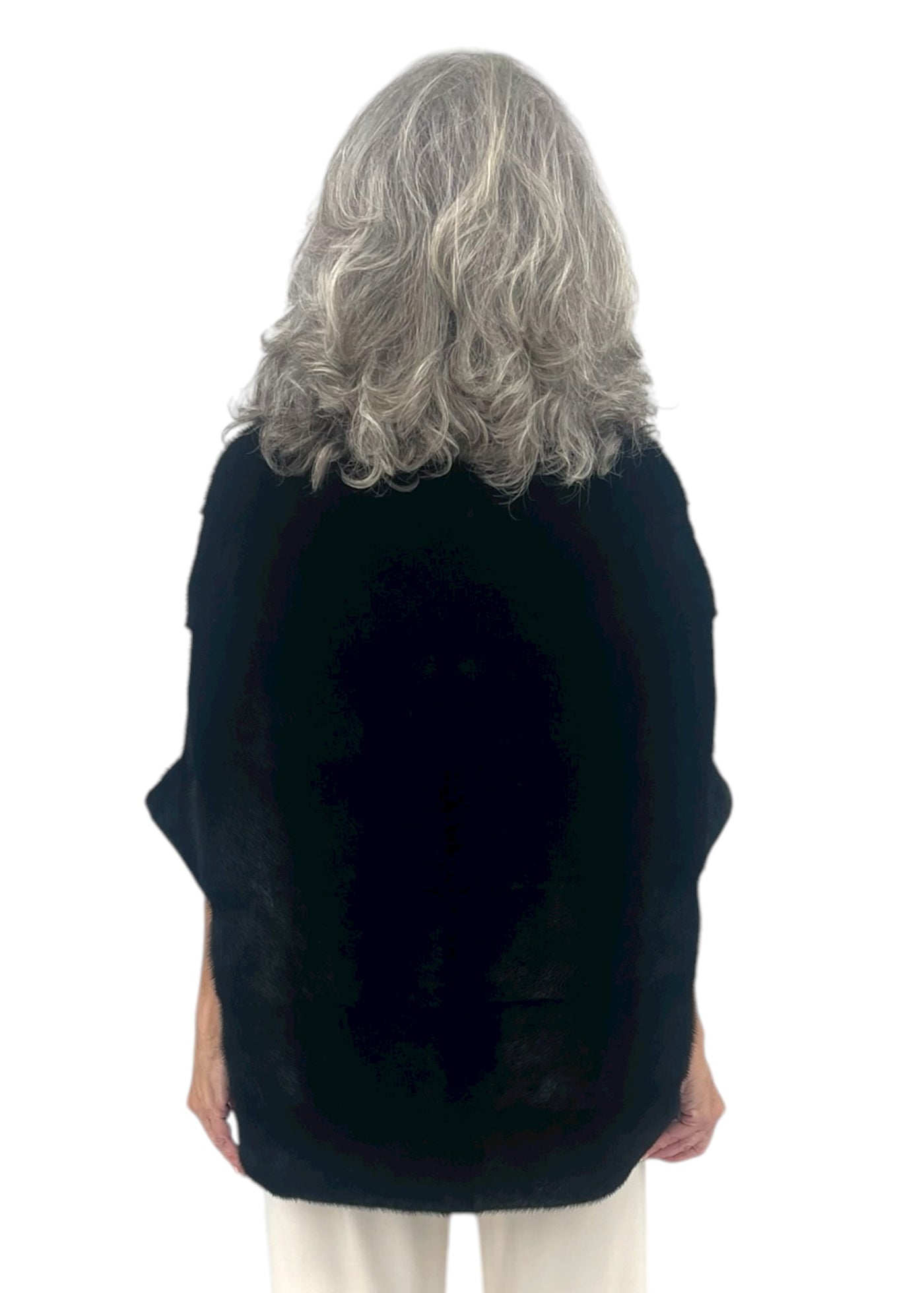 Mink Poncho in Black