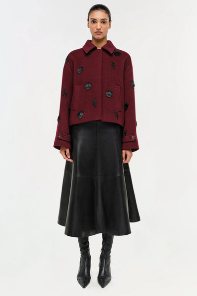 Katya Embellished Jacket in Oxblood