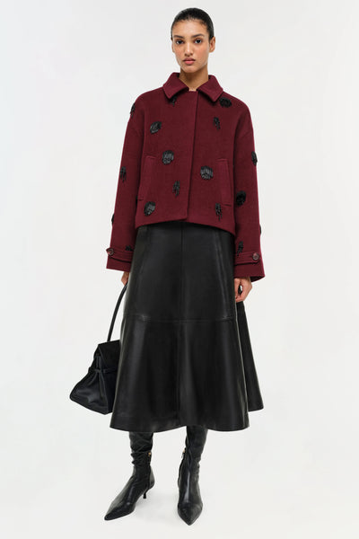 Katya Embellished Jacket in Oxblood