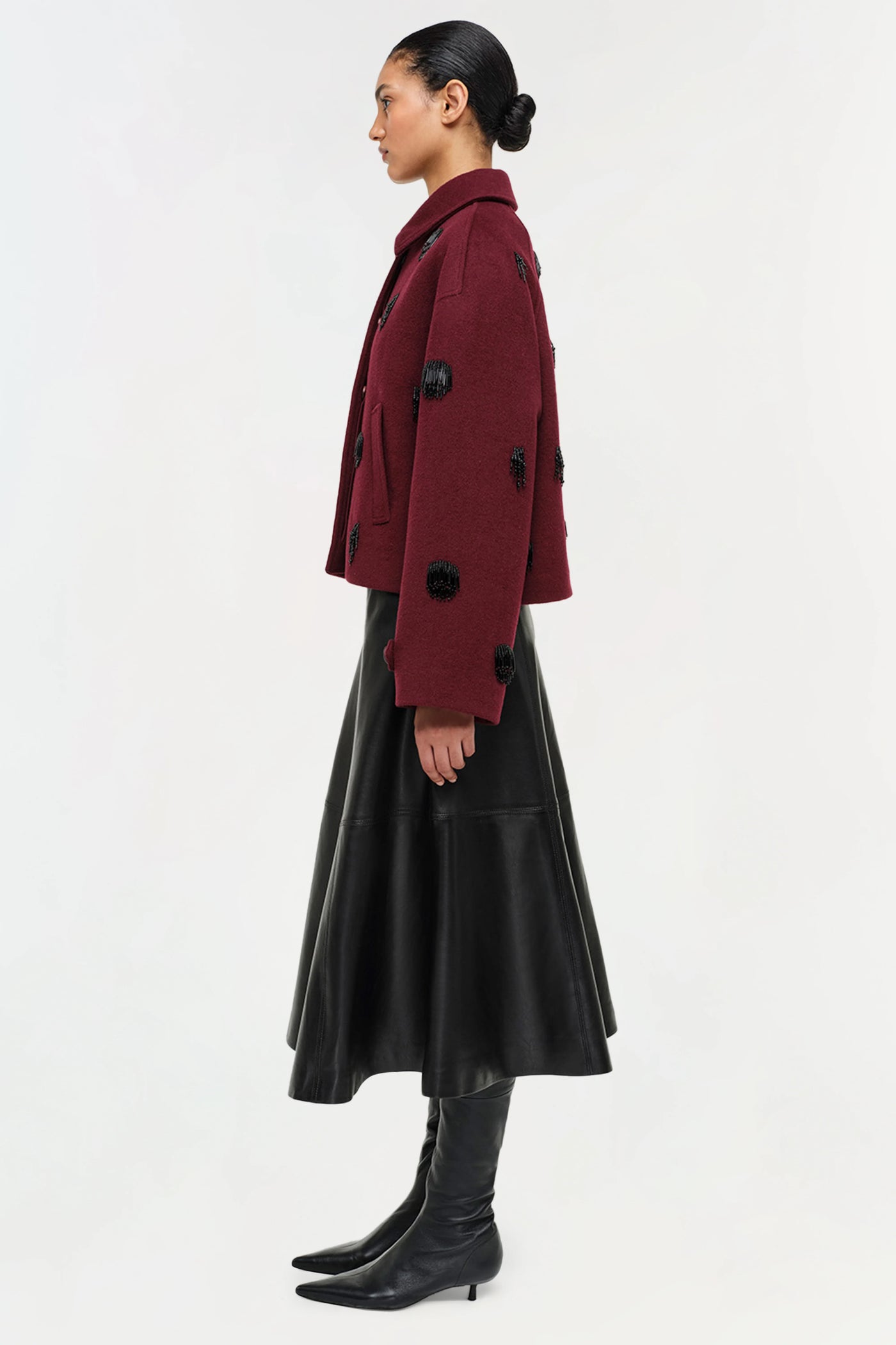 Ryma Leather Midi Skirt in Black