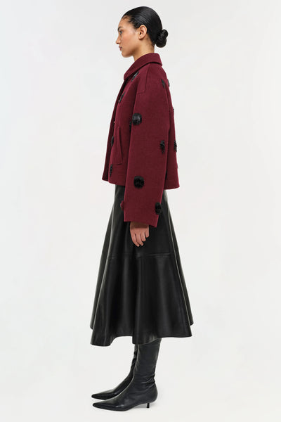 Katya Embellished Jacket in Oxblood