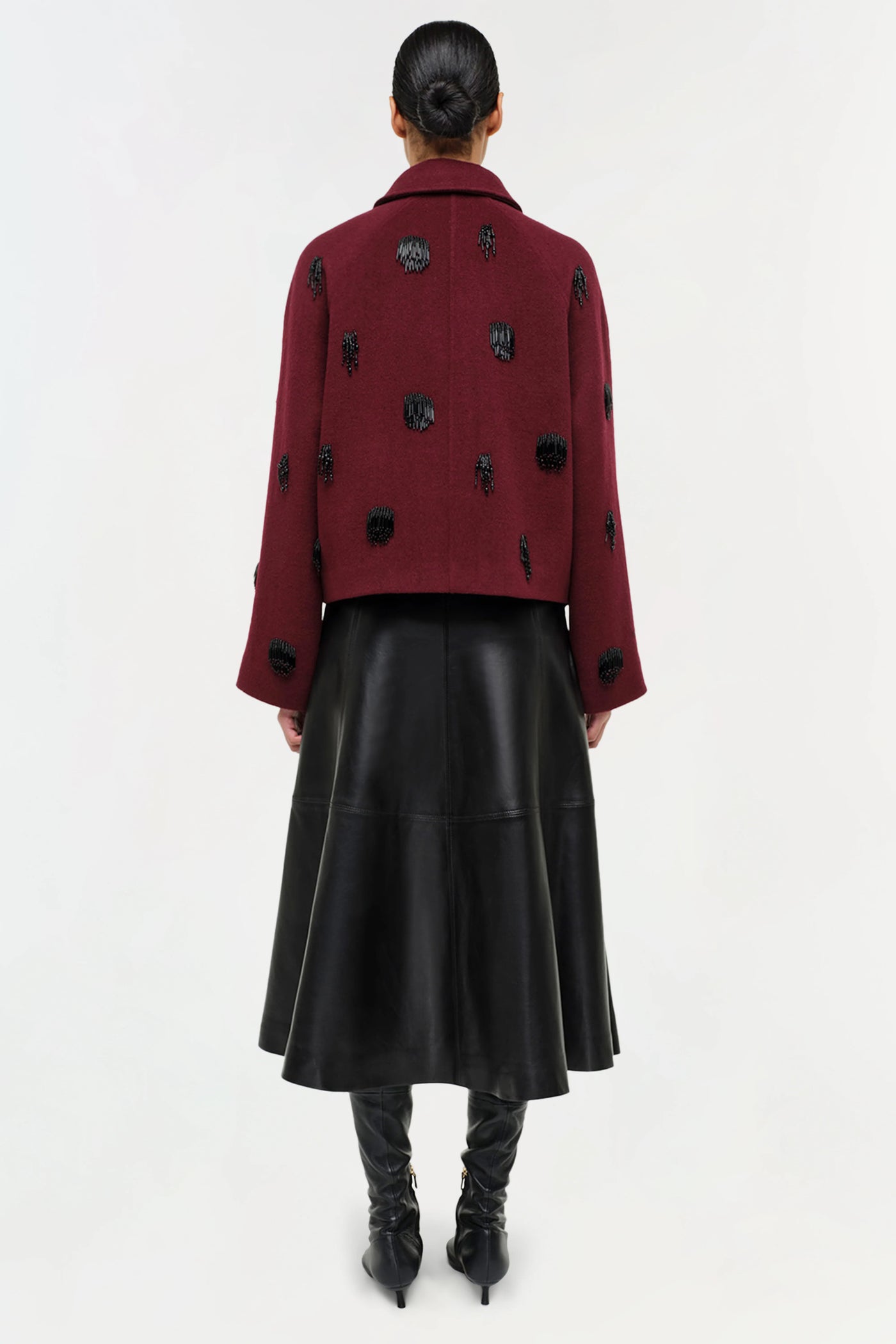 Ryma Leather Midi Skirt in Black