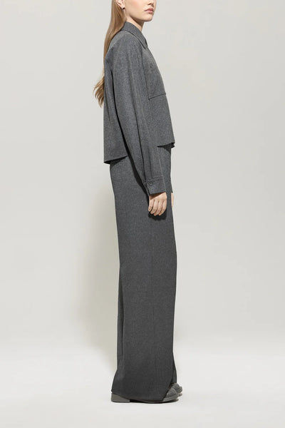 Flannel Wide-Leg Pants in Dark Grey Mélange