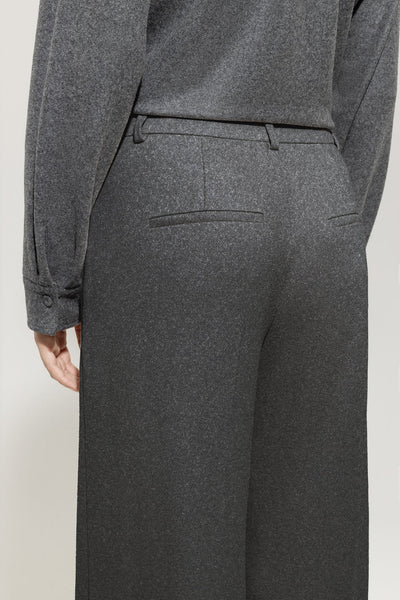 Flannel Wide-Leg Pants in Dark Grey Mélange