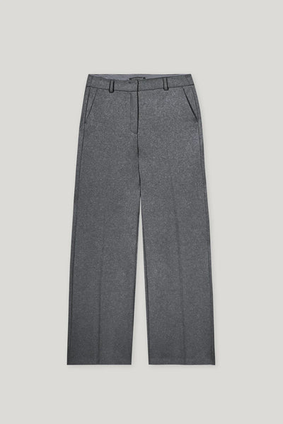 Flannel Wide-Leg Pants in Dark Grey Mélange