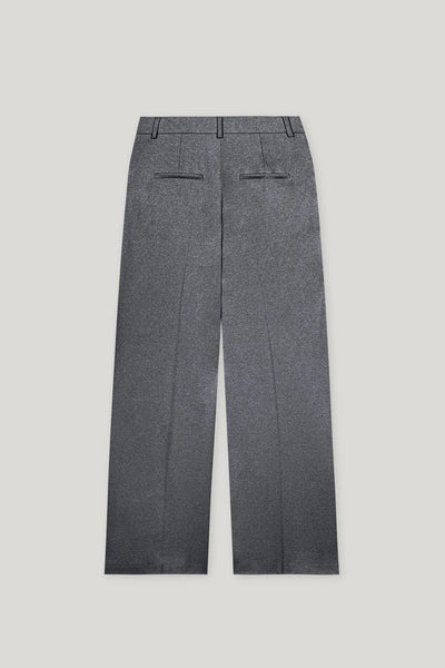 Flannel Wide-Leg Pants in Dark Grey Mélange