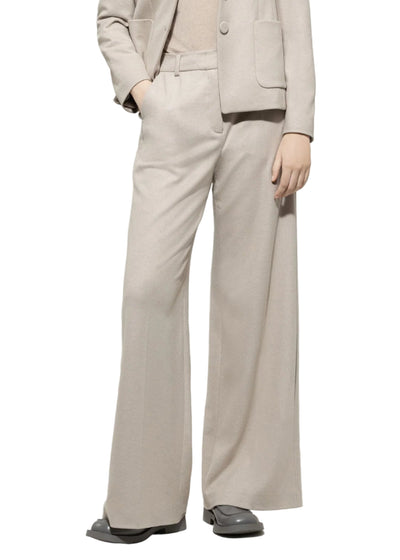 Flannel Wide-Leg Pants in Oyster