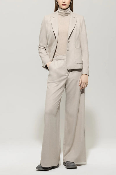 Flannel Wide-Leg Pants in Oyster