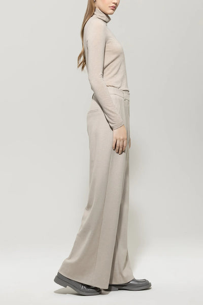 Flannel Wide-Leg Pants in Oyster