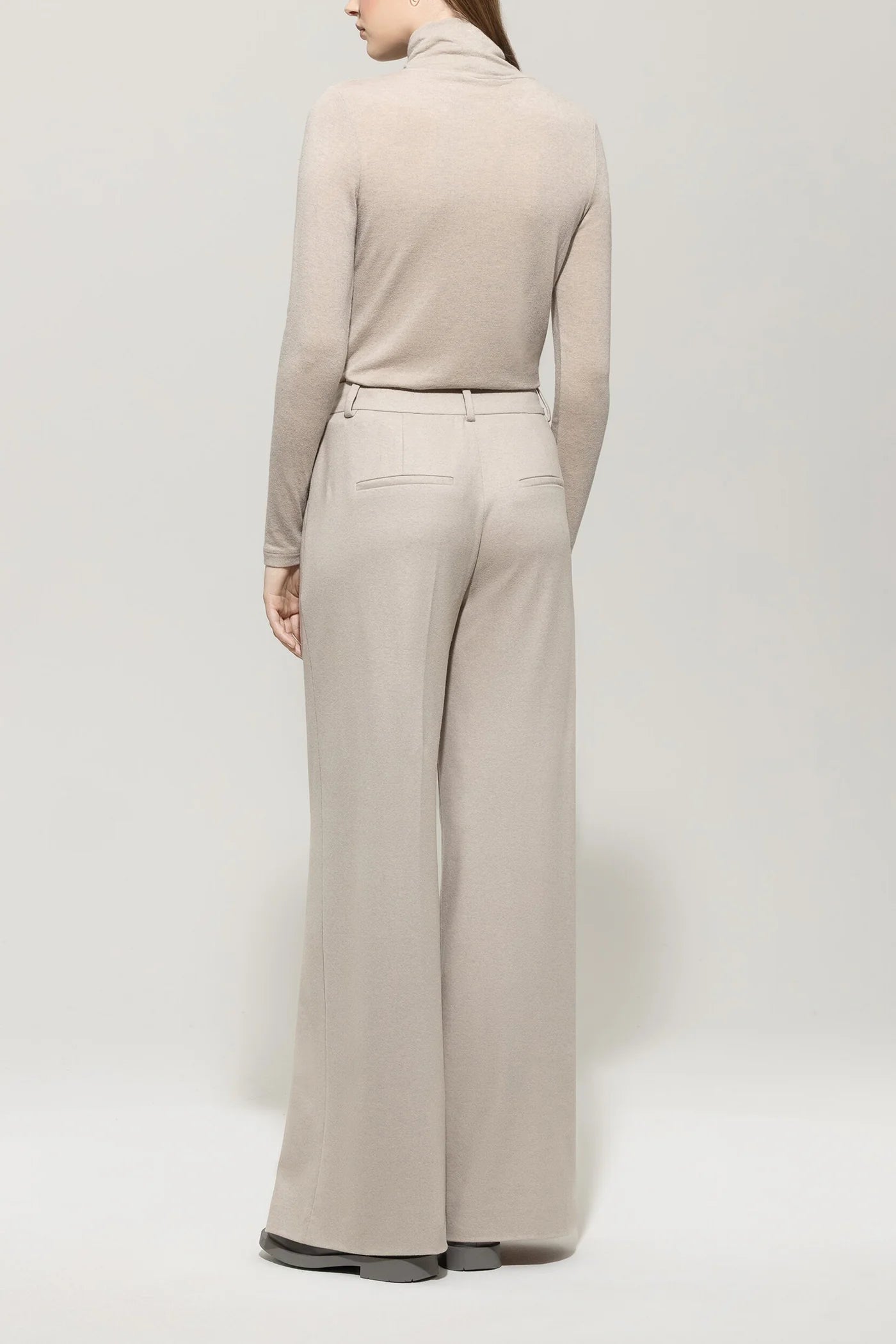Flannel Wide-Leg Pants in Oyster