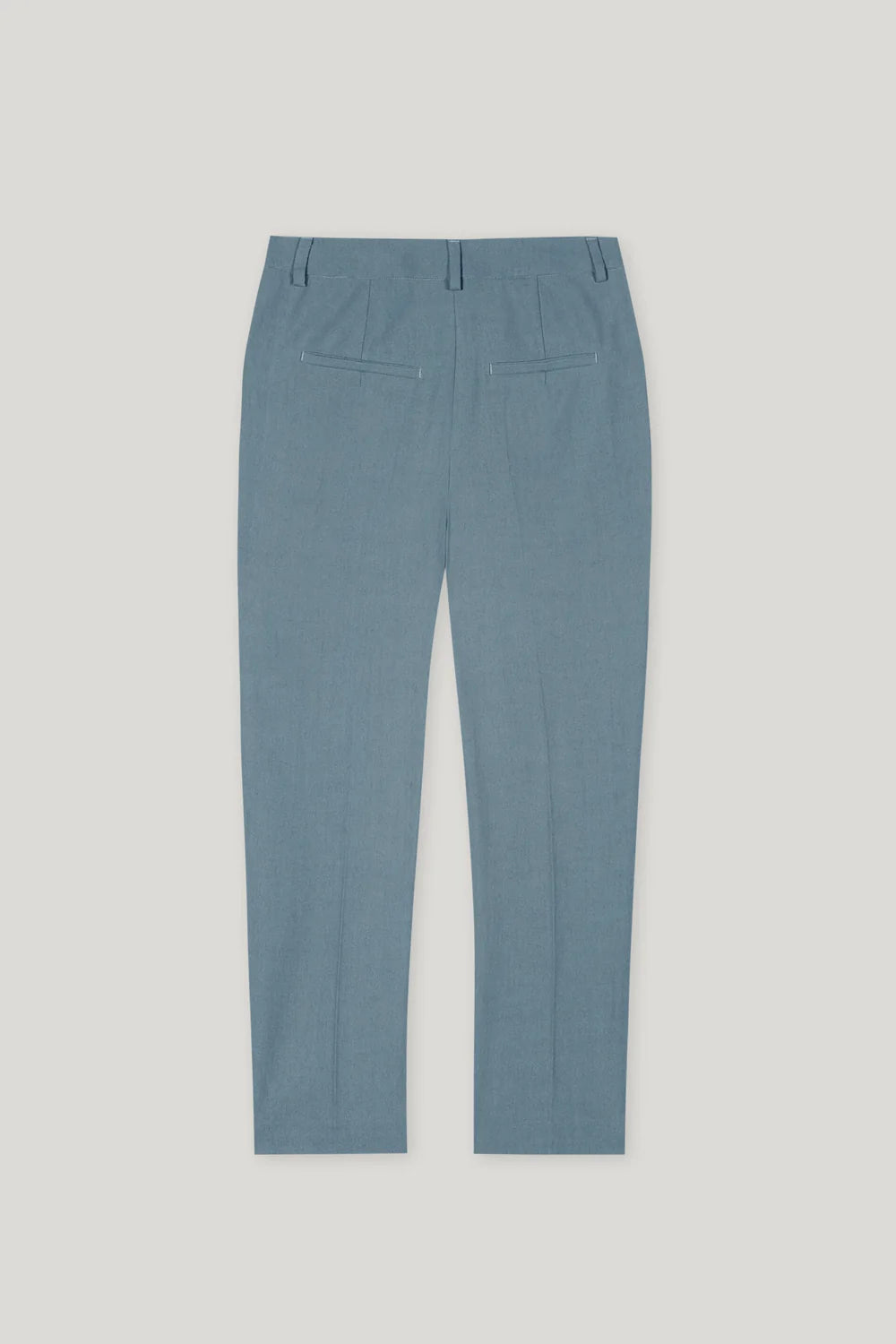 Tapered Trousers with Panama Binding in Greyish Blue