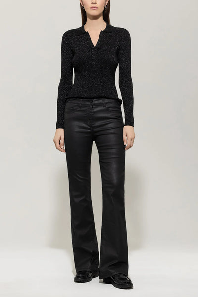 Leather Look Flared Pants in Black