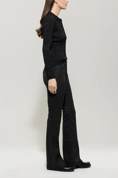 Leather Look Flared Pants in Black