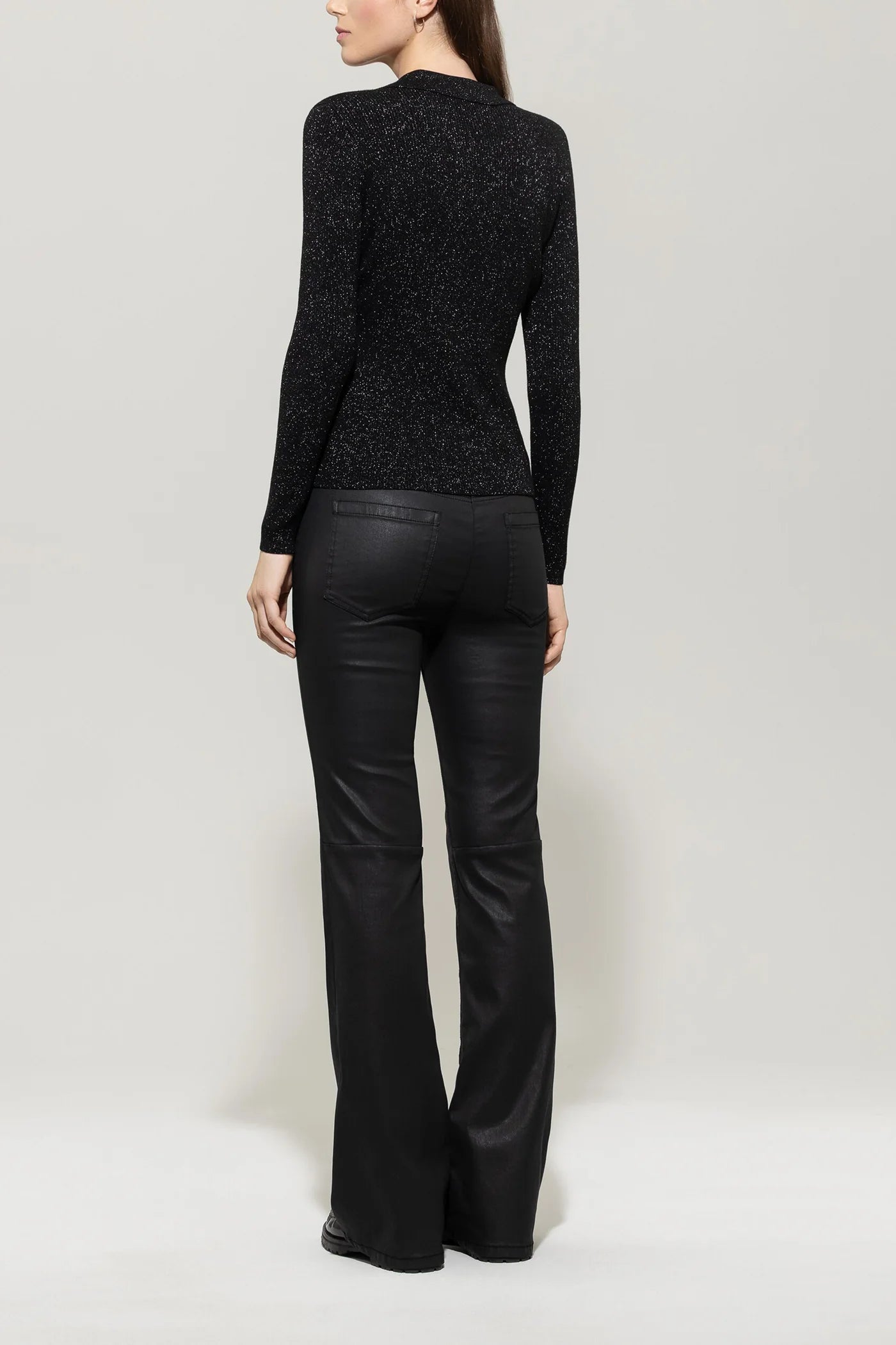 Leather Look Flared Pants in Black