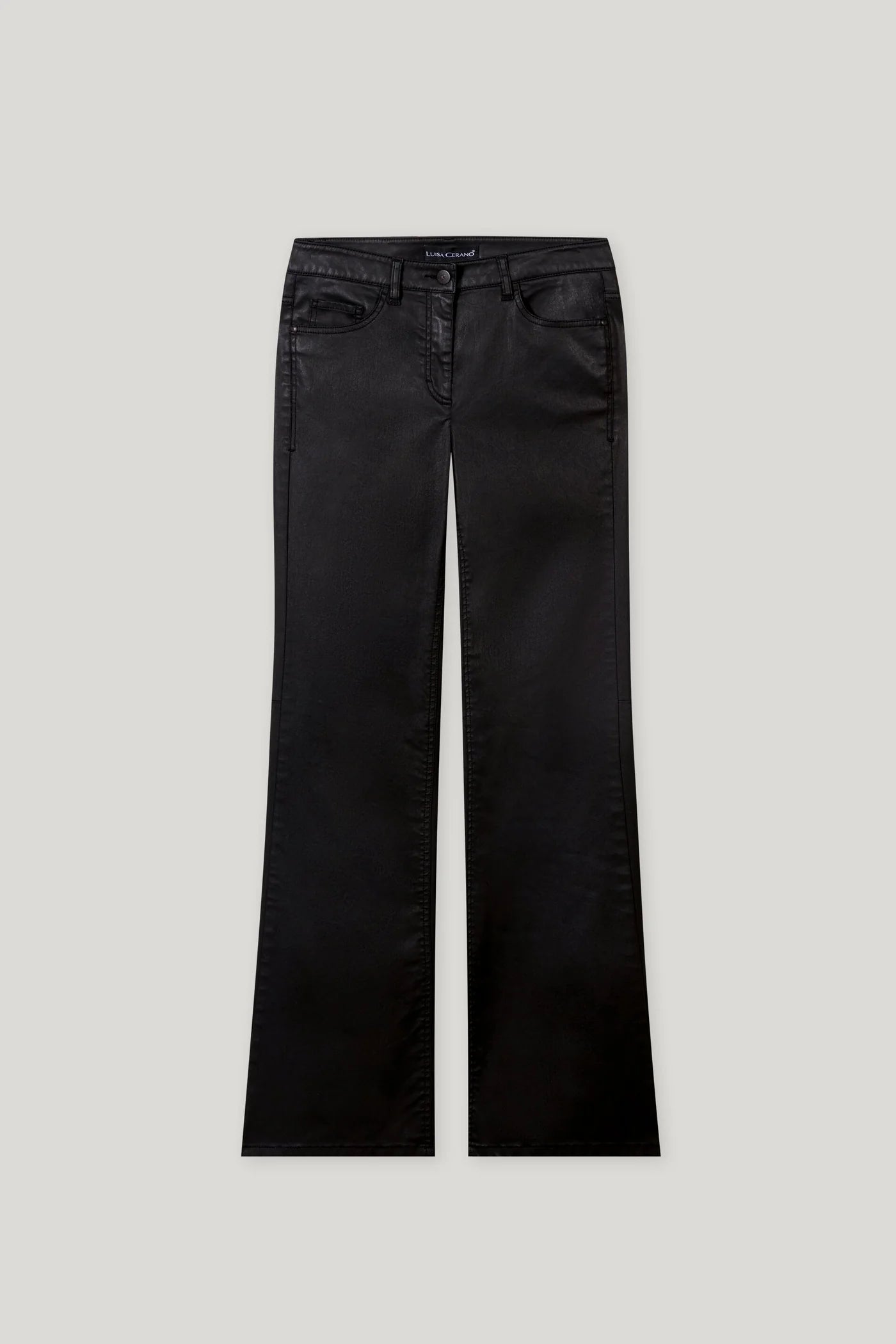 Leather Look Flared Pants in Black