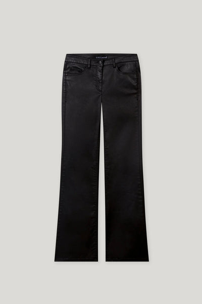 Leather Look Flared Pants in Black