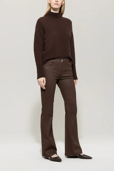 Leather Look Flared Pants in Walnut
